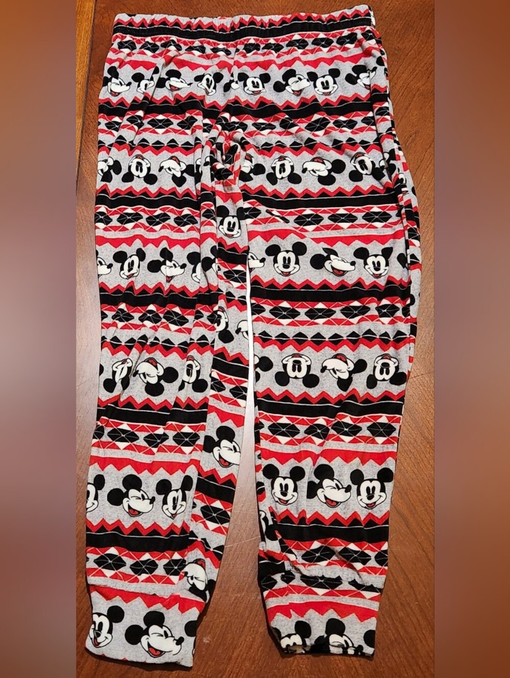 "Kids" Disney Mickey Mouse Red, Gray, Black and White Fleece Lounge Pants (8-10)
